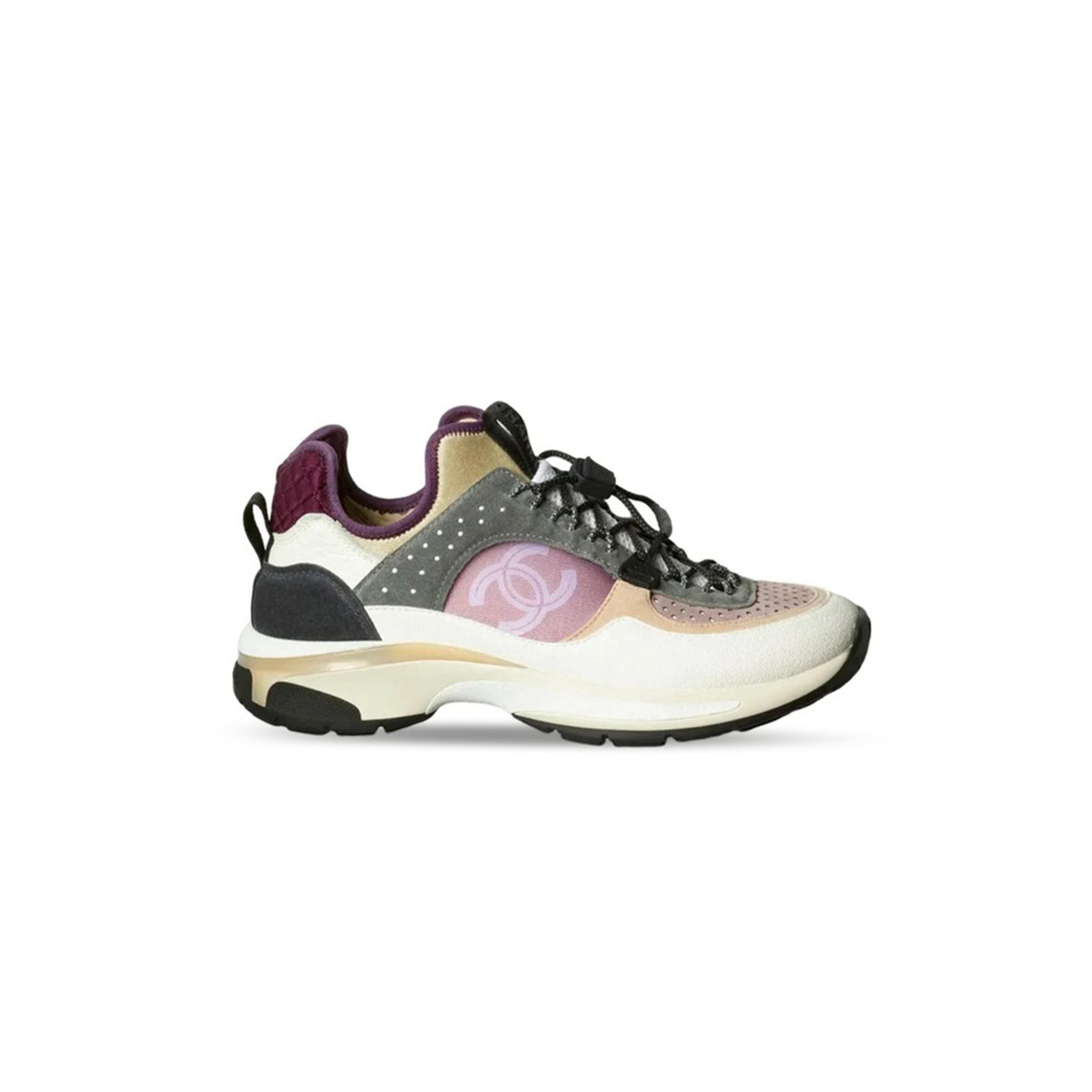 CHANEL SNEAKERS FABRIC, SUEDE CALFSKIN, MESH & FABRIC WHITE, GRAY, PURPLE G39488 Y56142 K4944